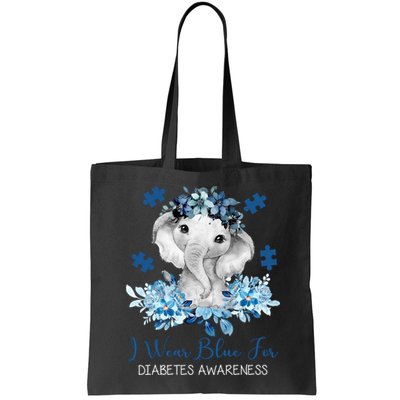 I Wear Blue For Diabetes Awareness Elephant Bag