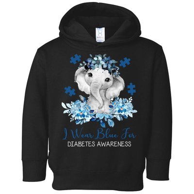 I Wear Blue For Diabetes Awareness Elephant Toddler Hoodie