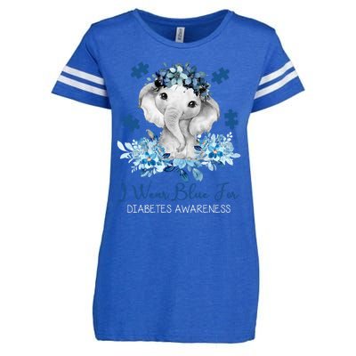 I Wear Blue For Diabetes Awareness Elephant Enza Ladies Jersey Football T-Shirt