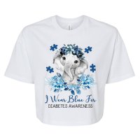 I Wear Blue For Diabetes Awareness Elephant Bella+Canvas Jersey Crop Tee