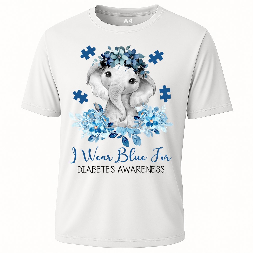 I Wear Blue For Diabetes Awareness Elephant Cooling Performance Crew T-Shirt