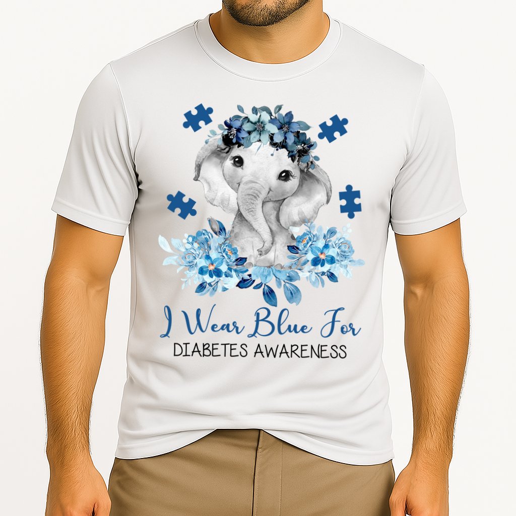 I Wear Blue For Diabetes Awareness Elephant Cooling Performance Crew T-Shirt