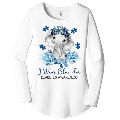 I Wear Blue For Diabetes Awareness Elephant Women's Perfect Tri Tunic Long Sleeve Shirt