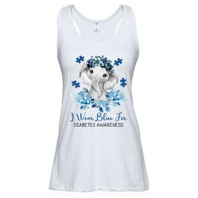 I Wear Blue For Diabetes Awareness Elephant Ladies Essential Flowy Tank