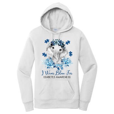 I Wear Blue For Diabetes Awareness Elephant Women's Pullover Hoodie