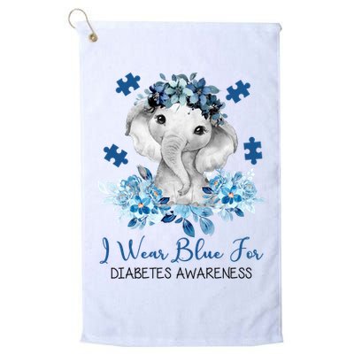 I Wear Blue For Diabetes Awareness Elephant Golf Towel