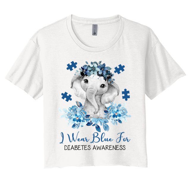 I Wear Blue For Diabetes Awareness Elephant Crop Top