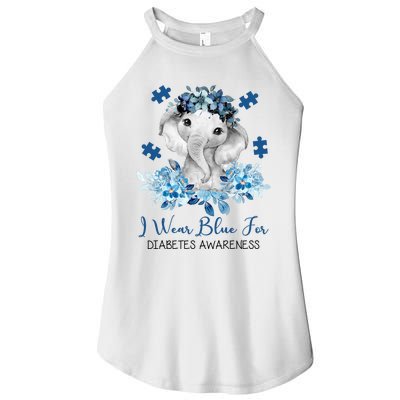 I Wear Blue For Diabetes Awareness Elephant Women’s Perfect Tri Rocker Tank