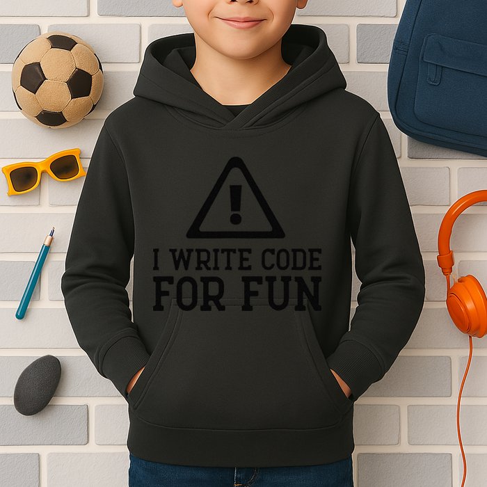 I Write Code For Fun Computer Coding Programmer Funny Nurd Kids Hoodie