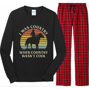 I Was Country When Country WasnT Cool Cow Horseback Long Sleeve Pajama Set