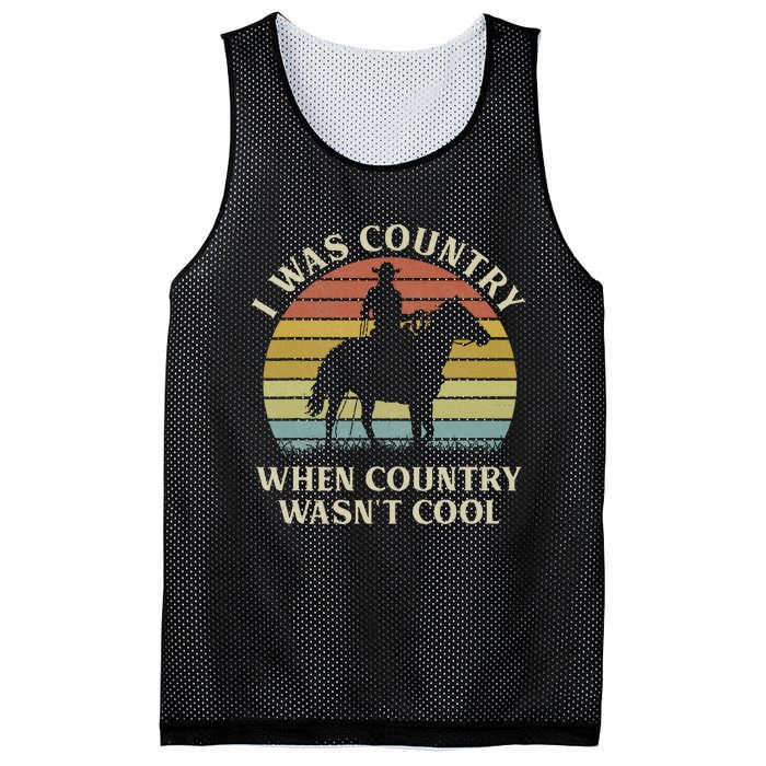 I Was Country When Country WasnT Cool Cow Horseback Mesh Reversible Basketball Jersey Tank