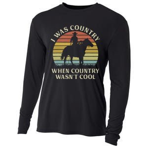 I Was Country When Country WasnT Cool Cow Horseback Cooling Performance Long Sleeve Crew