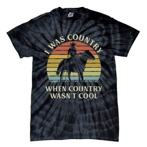 I Was Country When Country WasnT Cool Cow Horseback Tie-Dye T-Shirt