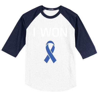 I Won Cute Gift Fighter Warrior Colon Cancer Awareness Cute Gift Baseball Sleeve Shirt