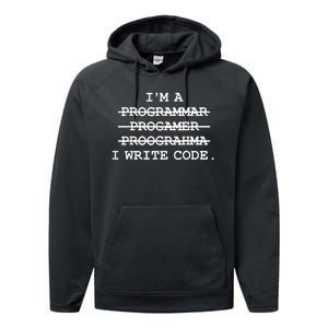 I Write Code Funny Programmer Performance Fleece Hoodie