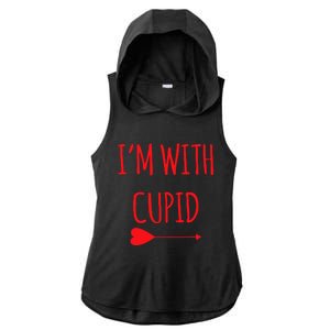 IM With Cupid Funny Valentines Day Gift Ladies PosiCharge Tri-Blend Wicking Draft Hoodie Tank