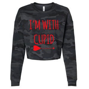 IM With Cupid Funny Valentines Day Gift Cropped Pullover Crew