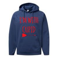 IM With Cupid Funny Valentines Day Gift Performance Fleece Hoodie