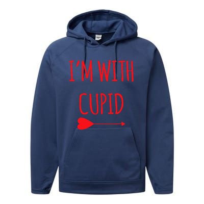 IM With Cupid Funny Valentines Day Gift Performance Fleece Hoodie