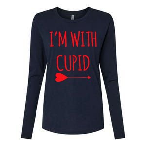 IM With Cupid Funny Valentines Day Gift Womens Cotton Relaxed Long Sleeve T-Shirt