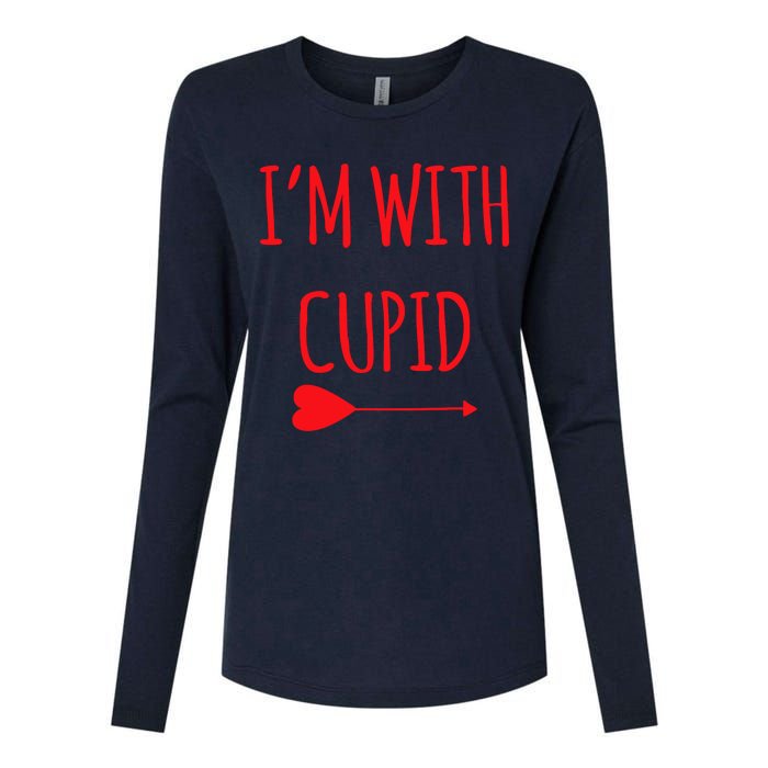 IM With Cupid Funny Valentines Day Gift Womens Cotton Relaxed Long Sleeve T-Shirt