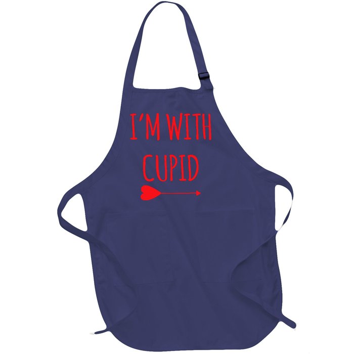 IM With Cupid Funny Valentines Day Gift Full-Length Apron With Pockets