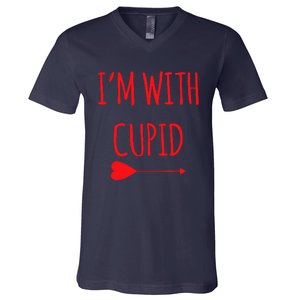 IM With Cupid Funny Valentines Day Gift V-Neck T-Shirt