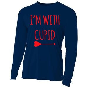 IM With Cupid Funny Valentines Day Gift Cooling Performance Long Sleeve Crew