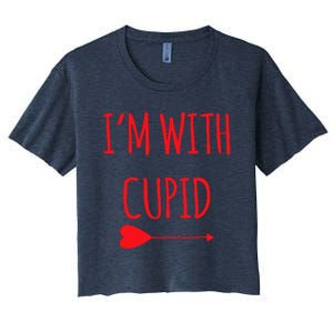 IM With Cupid Funny Valentines Day Gift Women's Crop Top Tee