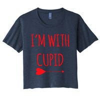 IM With Cupid Funny Valentines Day Gift Women's Crop Top Tee