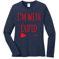 IM With Cupid Funny Valentines Day Gift Ladies Long Sleeve Shirt