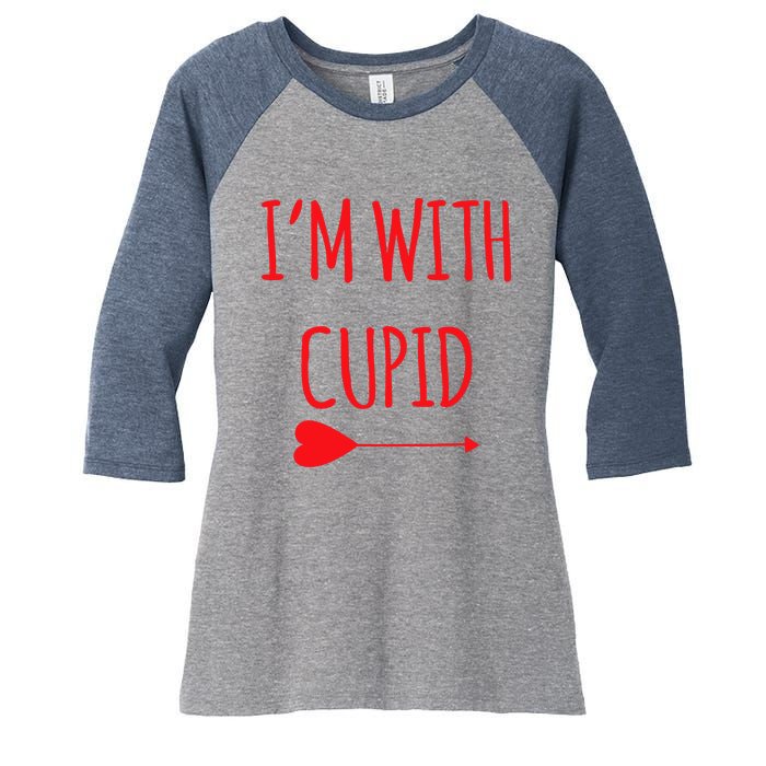 IM With Cupid Funny Valentines Day Gift Women's Tri-Blend 3/4-Sleeve Raglan Shirt