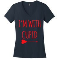 IM With Cupid Funny Valentines Day Gift Women's V-Neck T-Shirt