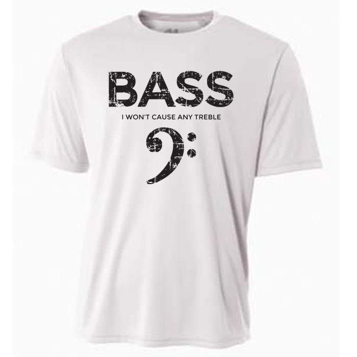 I Wont Cause Any Treble Vintage Black Bass Player Cooling Performance Crew T-Shirt