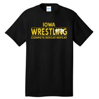 Iowa Wrestling Compete Defeat Repeat Tall T-Shirt