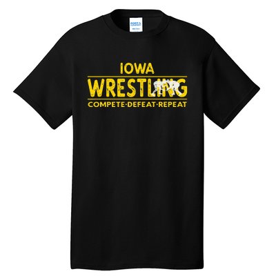 Iowa Wrestling Compete Defeat Repeat Tall T-Shirt