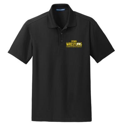 Iowa Wrestling Compete Defeat Repeat Dry Zone Grid Polo