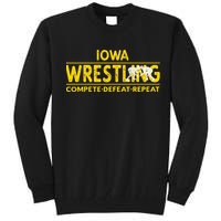 Iowa Wrestling Compete Defeat Repeat Tall Sweatshirt