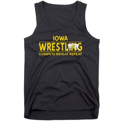 Iowa Wrestling Compete Defeat Repeat Tank Top