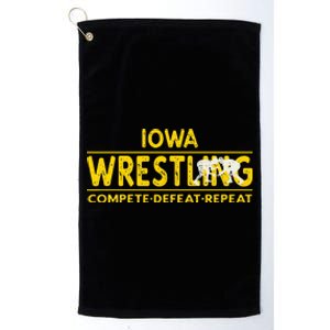 Iowa Wrestling Compete Defeat Repeat Platinum Collection Golf Towel