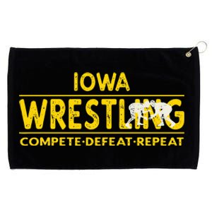 Iowa Wrestling Compete Defeat Repeat Grommeted Golf Towel