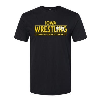 Iowa Wrestling Compete Defeat Repeat Softstyle CVC T-Shirt