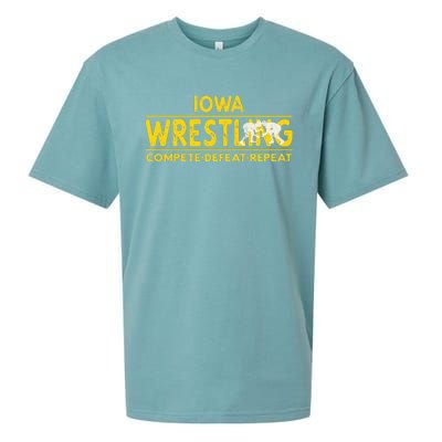 Iowa Wrestling Compete Defeat Repeat Sueded Cloud Jersey T-Shirt