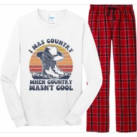 I Was Country When Country Wasnt Cool Cowboy Hat Western Long Sleeve Pajama Set