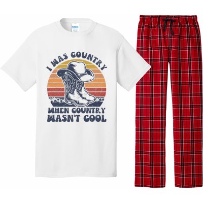 I Was Country When Country Wasnt Cool Cowboy Hat Western Pajama Set