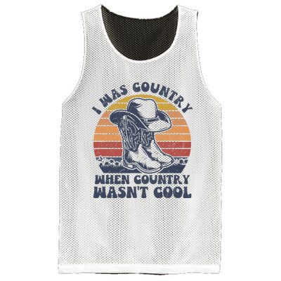 I Was Country When Country Wasnt Cool Cowboy Hat Western Mesh Reversible Basketball Jersey Tank