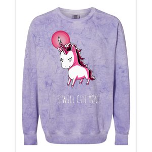 I Will Cut You Stabby Unicorn Funny Colorblast Crewneck Sweatshirt