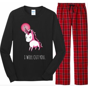 I Will Cut You Stabby Unicorn Funny Long Sleeve Pajama Set