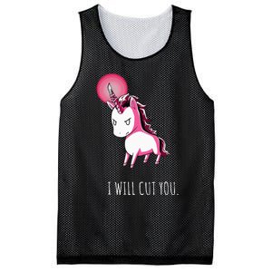 I Will Cut You Stabby Unicorn Funny Mesh Reversible Basketball Jersey Tank