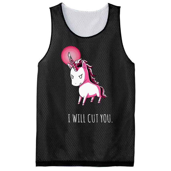 I Will Cut You Stabby Unicorn Funny Mesh Reversible Basketball Jersey Tank